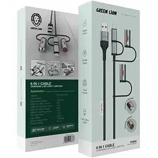 کابل چندمنظوره گرین لاین مدل Green Lion 6 in 1 Cable PD 60W GN6N1CBLEBK — تصویر ۳